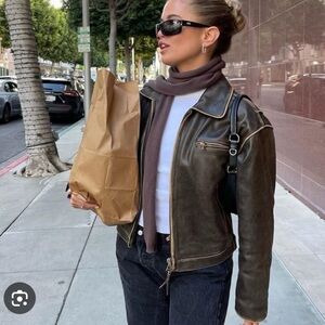 Stylish Dark Brown Leather Jacket for Women
